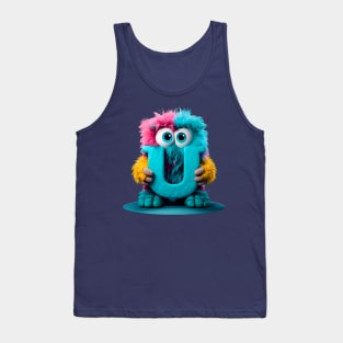 Cute Monster for Kids Alphabet Letter U Funny Back to School Tank Top